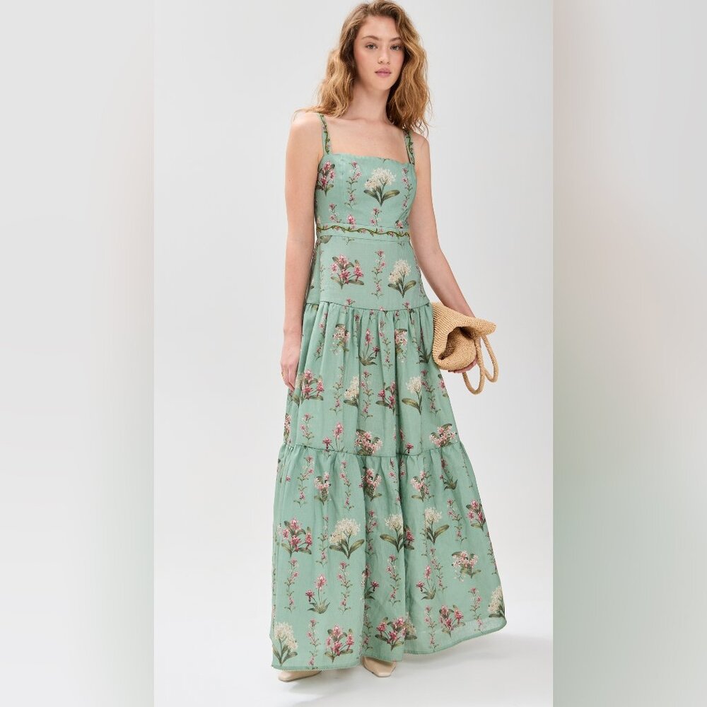 Agua by Agua Bendita Green Floral Midi Dress